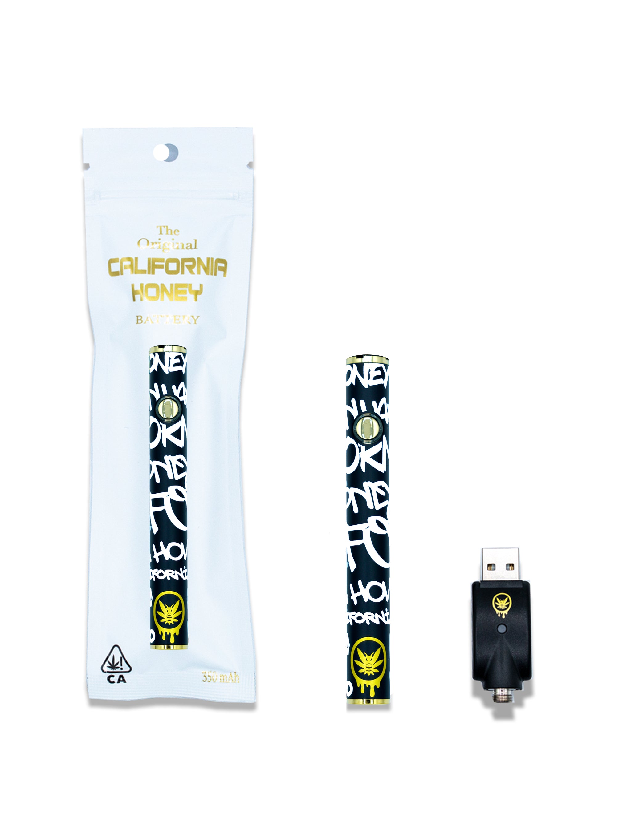 California Honey – New Black Battery w White Graffiti