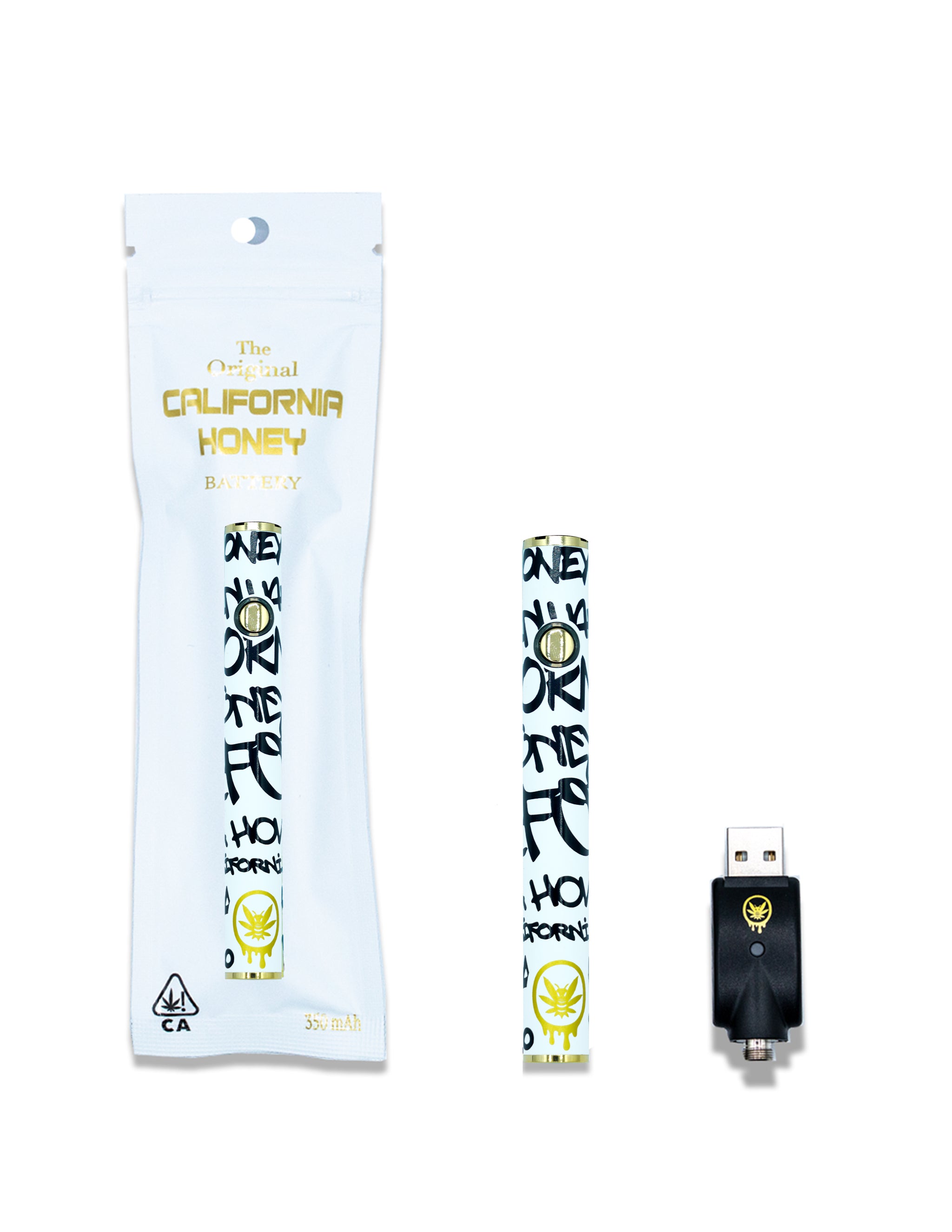 California Honey – New White Battery w Black Graffiti