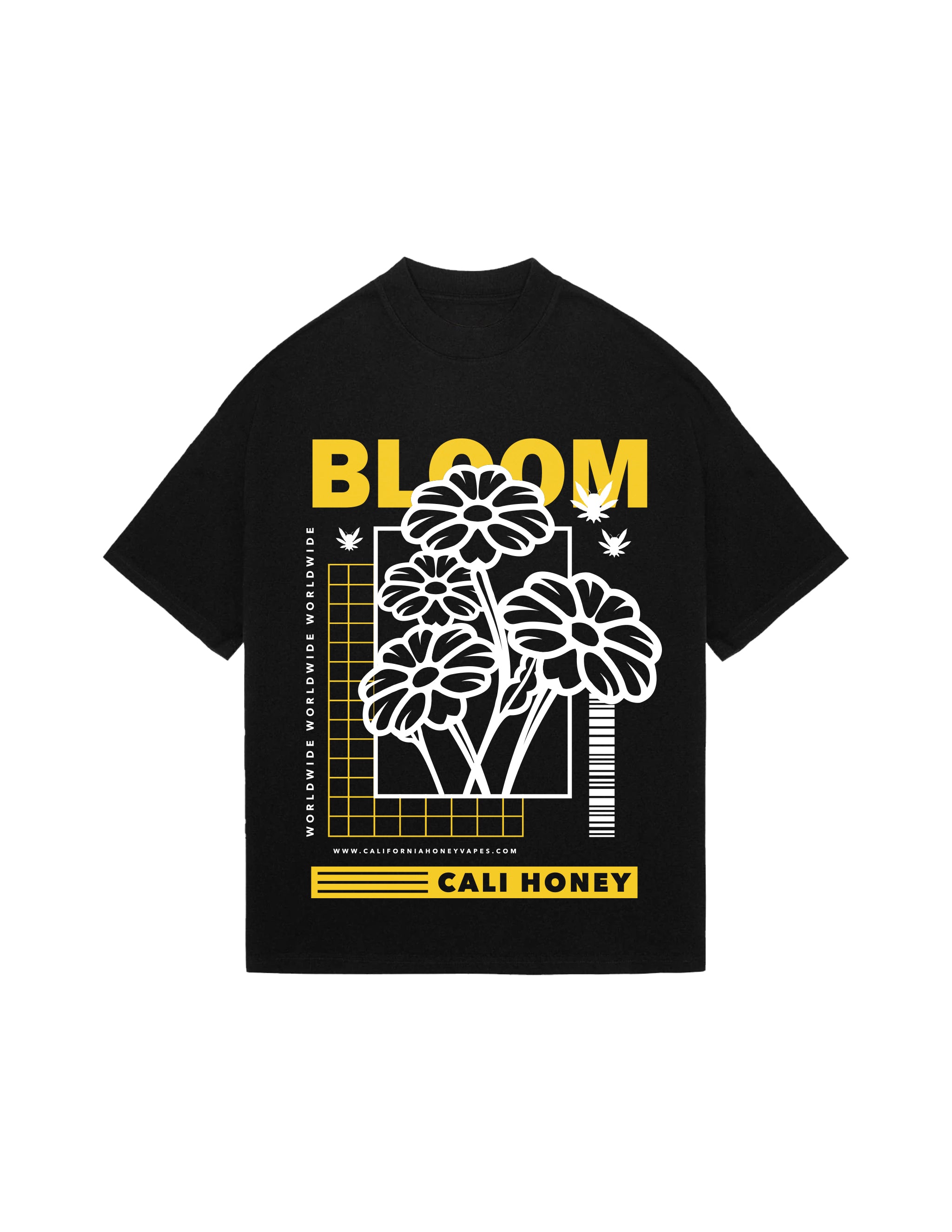 Bloom T-Shirt Black w Yellow