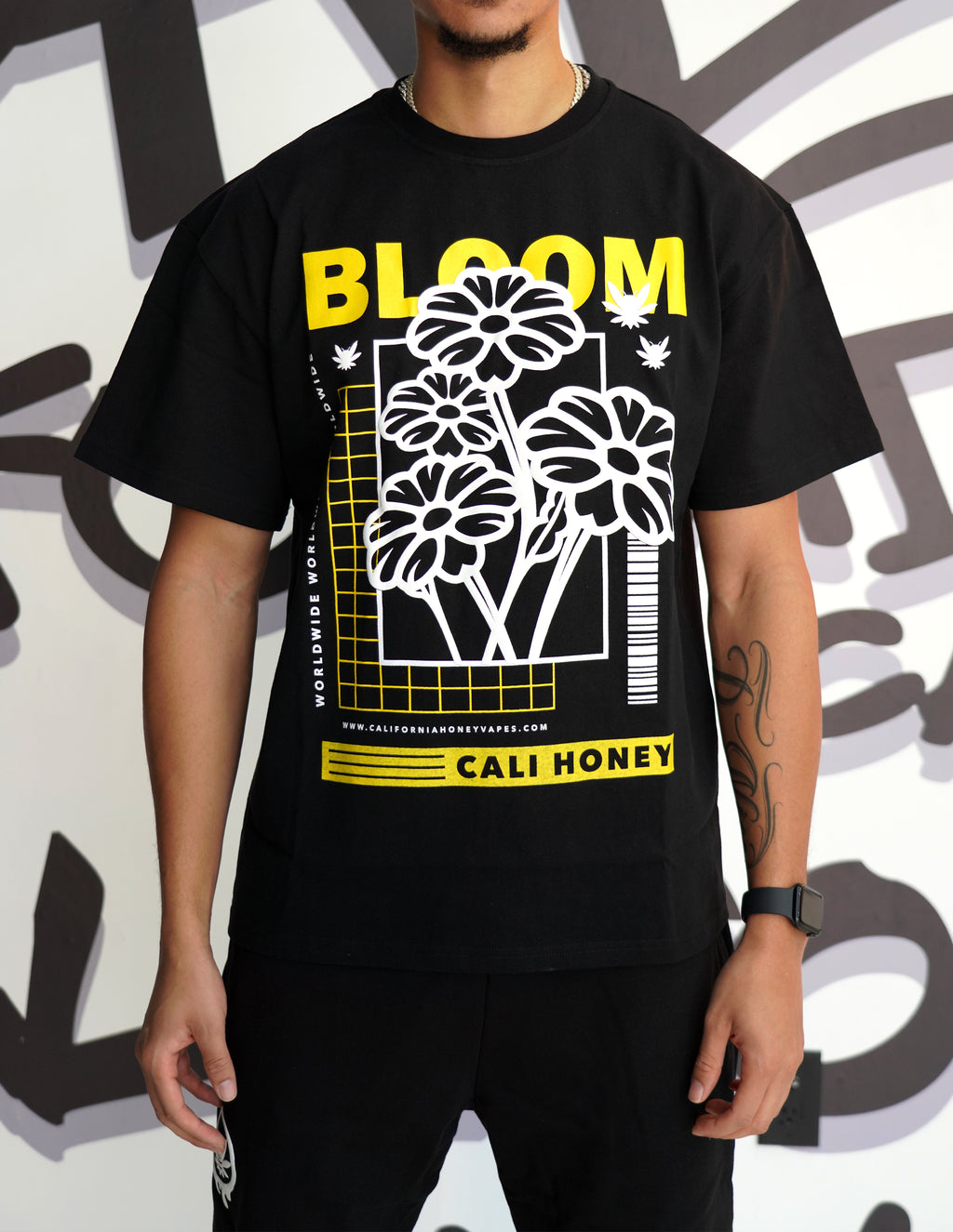 Cali Honey Bloom Black T-Shirt